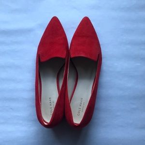 Cole Haan Red Suede Pointed Toe Loafers